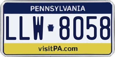 PA license plate LLW8058