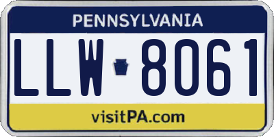 PA license plate LLW8061