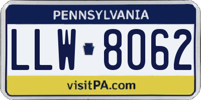 PA license plate LLW8062