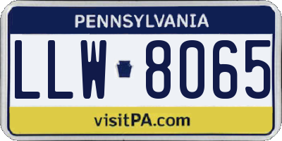 PA license plate LLW8065