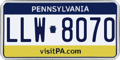 PA license plate LLW8070