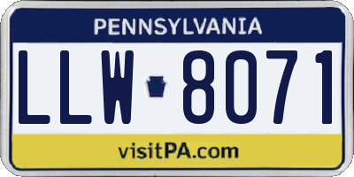 PA license plate LLW8071