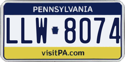 PA license plate LLW8074