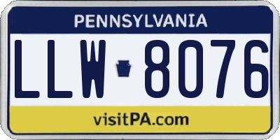 PA license plate LLW8076