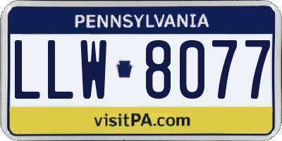 PA license plate LLW8077