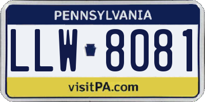 PA license plate LLW8081