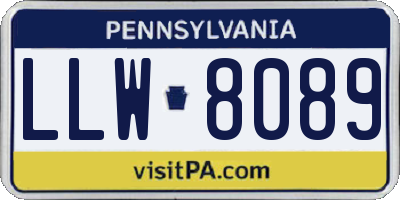 PA license plate LLW8089