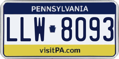 PA license plate LLW8093