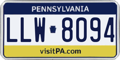 PA license plate LLW8094
