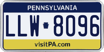 PA license plate LLW8096