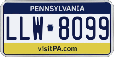 PA license plate LLW8099
