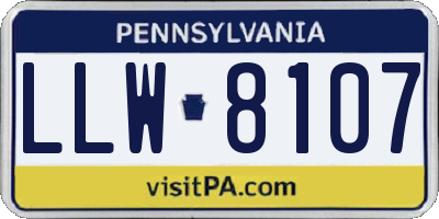 PA license plate LLW8107