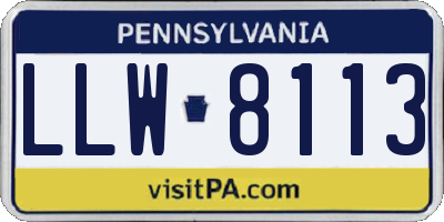 PA license plate LLW8113