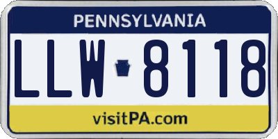 PA license plate LLW8118