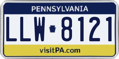 PA license plate LLW8121