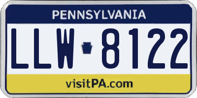 PA license plate LLW8122