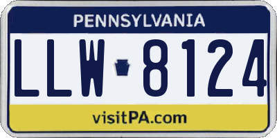 PA license plate LLW8124