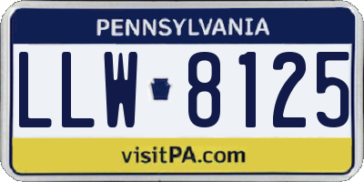 PA license plate LLW8125