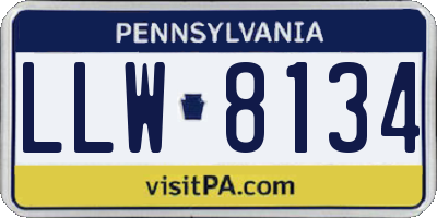 PA license plate LLW8134