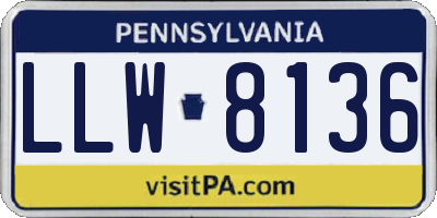 PA license plate LLW8136