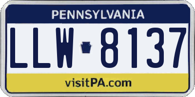 PA license plate LLW8137