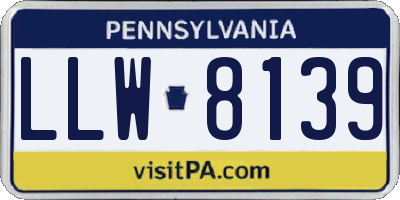 PA license plate LLW8139