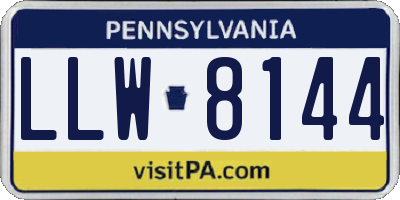 PA license plate LLW8144