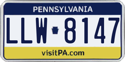 PA license plate LLW8147