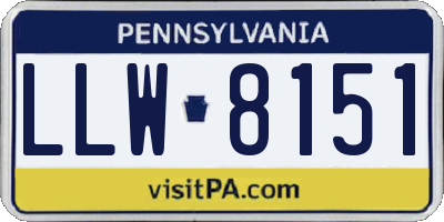 PA license plate LLW8151