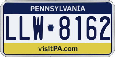 PA license plate LLW8162