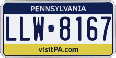 PA license plate LLW8167
