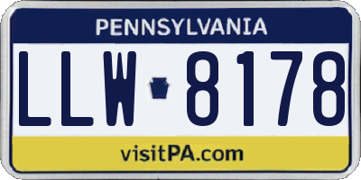 PA license plate LLW8178