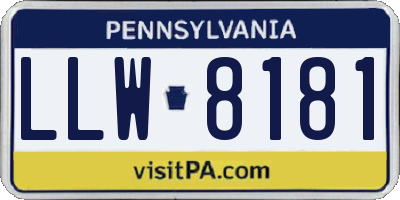 PA license plate LLW8181