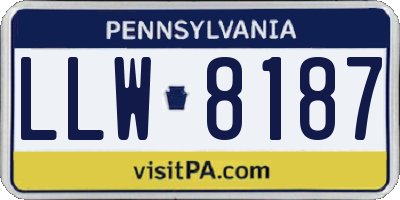 PA license plate LLW8187