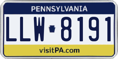 PA license plate LLW8191