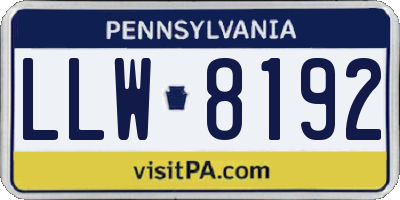 PA license plate LLW8192