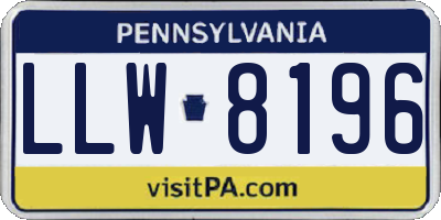 PA license plate LLW8196
