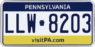 PA license plate LLW8203