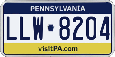PA license plate LLW8204