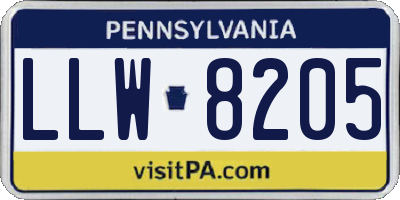 PA license plate LLW8205
