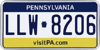 PA license plate LLW8206