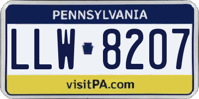 PA license plate LLW8207