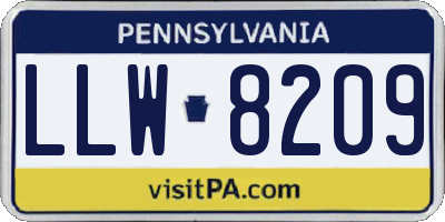PA license plate LLW8209