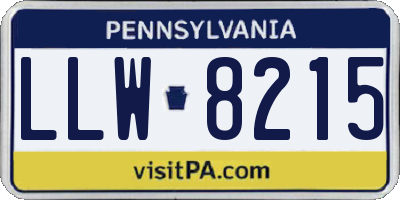 PA license plate LLW8215