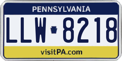 PA license plate LLW8218