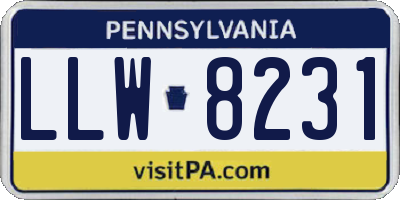 PA license plate LLW8231