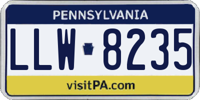 PA license plate LLW8235