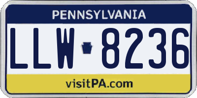 PA license plate LLW8236