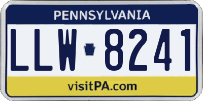 PA license plate LLW8241
