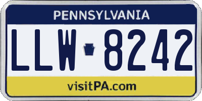 PA license plate LLW8242